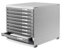 Han Contur - Unidad de almacenamiento de escritorio (10 cajones cerrados, tamaño B4), color gris claro y gris