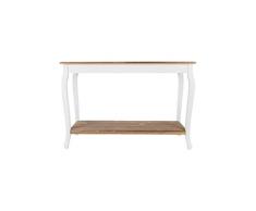 elbmöbel Consola Secreter Blanco Marrón Rústico cajón Beige Maciza Mesa de Madera
