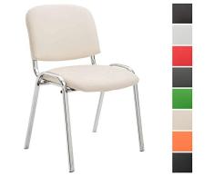 CLP Silla De Conferencia Ken Chrom En Simil Cuero I Silla Confidente Apilable I Silla De Oficina Sin Ruedas con Base de Metal I Color: Crema