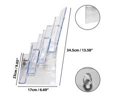 Kurtzy Soporte para Documentos A4-4 Niveles (23x34,5x17cm) Acrílico Transparente Expositor Folletos - Soporte de Sobremesa y de Pared para Folletos, Panfletos, Revistas y Catálogos
