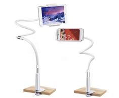 Soporte de Cuello de Cisne para Smartphone,Gifort Soporte para teléfono móvil,Tablet, Cuello de Cisne, Brazo Largo, Flexible, Soporte para Tablet(blanco plateado 120cm)
