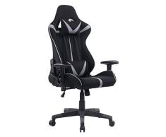 WOLTU Racing Silla, Gaming Silla de Escritorio Asiento de Tela Silla Oficina Silla de Ordenador Silla Giratoria de Oficina Silla de Trabajo Ajustable Silla BS38gr Gris
