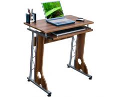 HJH Office 673961 Escritorio SMART nogal plateado mesa pequeña con bandeja para teclado