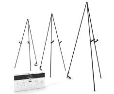 Arteza Caballete expositor metálico | Altura 160 cm | Pack de 3 | Acero negro | Atril portátil | Fácil de montar | Ideal para presentaciones comerciales, carteles, exhibiciones y lienzos