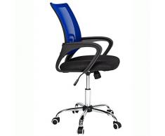 TecTake Silla de Oficina giratoria con Soporte Lumbar sillón Ejecutivo Silla de Escritorio tejid (Negro Azul | No. 401791)