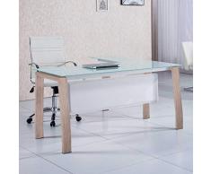 Adec - Blake, Mesa de Despacho, Mesa de Oficina o Escritorio, Estructura metálica Acabado en Color Oak y Cristal Templado, Medidas: 150 cm (Largo) x 70 cm (Ancho) x 74,5 cm (Alto)