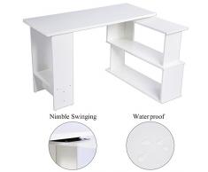 Plegable Escritorio de Computadora de La Esquina Mesa en Forma de L de PC Ordenador Portátil para Hogar y Oficina Puesto de Trabajo para Aprender Escribir Jugar (Blanco)