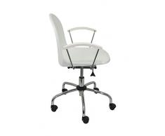 PIQUERAS Y CRESPO Modelo 320 - Silla de oficina ergonómica con brazos fijos, regulable en altura y giratoria 360º - Asiento y respaldo de plástico de color blanco
