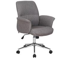 SixBros. Silla de Oficina, Silla giratoria de Escritorio, Silla de Oficina o Home-Office, Ajustable en Altura, Silla direccional de Tela, marrón 0704M/3675