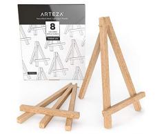 Arteza Mini caballete expositor de madera | 20,32 cm | Pack de 8 atriles miniatura | para exponer lienzos pequeños, tarjetas de visita y fotos