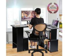 360°Mesa Ordenador Escritorio Esquinero Adjustable para Computadora con Estantes de Libros Mesa para Hogar Escuela y Oficina Negro 47 x 29 x 19cm