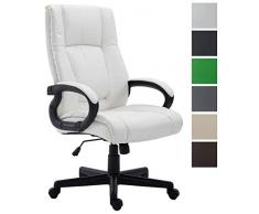 CLP Silla de Oficina XL Sparta en Cuero PU I Silla Ejecutiva Giratoria I Silla de Escritorio Regulable en Altura I Silla Ergonómica I Color: Blanco