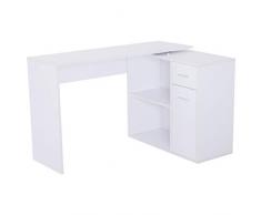 HOMCOM Mesa de Ordenador Escritorio Mesa Esquinera con Librería Oficina Multi-Formas Giratorio 180° con 2 Estantes 1 Cajón 1 Puerta Mesa de Despacho Escuela Estudio Madera