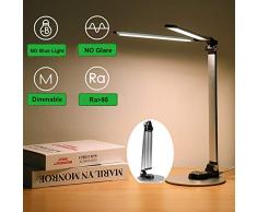 lampara escritorio led,lámpara de mesa,Luz de lectura LED regulable luz de escritorio Barra de luz doble Puerto USB de Carga,Control Táctil 6 Brillo 3 modos de color para Trabajo Oficina estudio