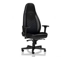 noblechairs Icon Silla de Gaming - Silla de Oficina - Silla de Escritorio - Reclinable a 135 ° - Cuero Sintético PU - 150 kg - Diseño de Asiento de Carreras - Negro/Azul