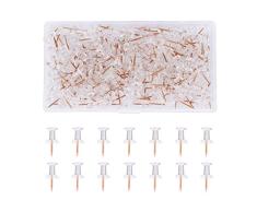 Chinchetas de Mapa Transparente Pines de Empuje Rosa de Oro Chinchetas con Cabezas de Plástico para Tablero de Anuncios Marca de Mapa Corcho Panel de Anuncios 200 Piezas