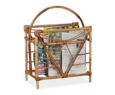 Relaxdays Revistero, Ratán, Rectangular, Archivador de revistas, Madera, Marrón, 48 x 37,5 x 21,5 cm, Naturaleza