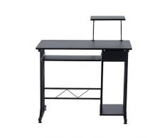 Homcom Mesa de Ordenador PC Despacho Escritorio Mobiliario Oficina Madera Negro 90x50x95cm