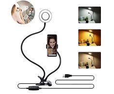 Universal Selfie Ring Light, luz LED portátil Profesional con Soporte para teléfono Celular Brazo de Cuello de Cisne Giratorio de 360 Grados Selfie Ring Soporte para teléfono