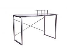 Mesa de ordenador Vilma, elaborada en cristal transparente para superficie, y metal cromado para su estructura 132x93x68cm