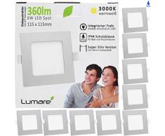 Lumare LED Luminaria empotrable de 6 W, 230 V, IP44, ultra plana, para sala de estar, baño, 26 mm de profundidad, luz blanca cálida, 9 pcs