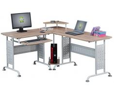 SixBros. Mesa de ordenador Roble/Blanco Efecto madera CT-3807/1839