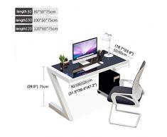 CDTO Moderno Mesa De Ordenador Vidrio Templado, Mesa De Oficina En Forma De Z Marco De Acero Estudio Inicio Oficina Policarbonato Ordenador Portátil-Blanco 100cm