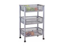Carrito para verduras, multiusos, 3 niveles, efecto plateado