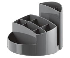 Portabolígrafos HAN 17460-90, RONDO, elegante, acabado brillante, calidad premium con 9 compartimentos, color gris oscuro