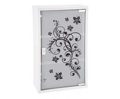 Gabinete medicinal de metal en color blanco con vidrio esmerilado e impresión con cerradura de armario para medicinas