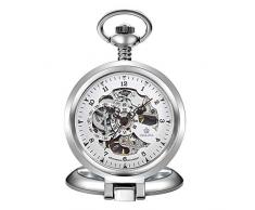 Reloj de Bolsillo clásico y Elegante. Reloj de Bolsillo y la Cadena for Hombres, Romano clásico de época talladas rotafolios Hueco de Pared mecánico, Día del Padre como/Elder Aniversario Relojes del