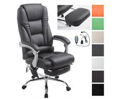 CLP Silla De Oficina De Masaje Pacific V2 En Polipiel I Silla De Escritorio Regulable En Altura I Silla De Masaje De Ordenador Giratorio I Color: Negro