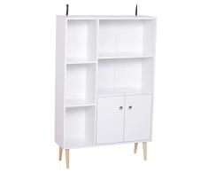 HOMCOM Estantería para Libros Librería de Madera 5 Estantes 2 Puertas Biblioteca Organizador para Hogar y Oficina 80x23.5x118cm