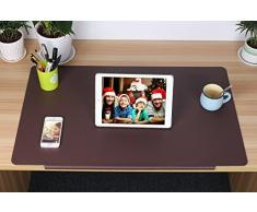 LOHOME escritorio alfombrilla de almohadillas de piel sintética portátil con borde, perfecto de sujeción mate de escritorio para oficina y hogar, rectangular, tamaño grande, color marrón