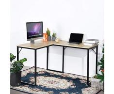 Aingoo Escritorio de Computadora, Escritorio de Esquina en Forma de L Mesa de Trabajo para computadora portátil para Oficina en Casa, Roble
