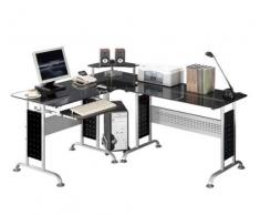 SixBros. Mesa de ordenador Vidrio/Negro - CT-3807/46 - Vidrio negro - Estructura metal gris plateado