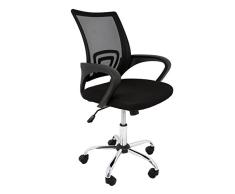 La Silla Española Ribadeo Silla de Oficina sin Reposacabezas, Poliéster y Rejilla, Negro, 61x58x89 cm
