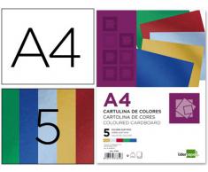 CARTULINA LIDERPAPEL A4 235 G/M2 METALIZADA 5 COLORES SURTIDOS PAQUETE DE 50