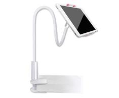 DXIA Soporte para Télefono Móvil, Soporte Tablet, Cuello de Cisne, Brazo Largo, Flexible, Soporte para Tablet, Universal Clip Cuello Soporte Giratorio Montaje, 100cm de Longitud Total (Blanco)