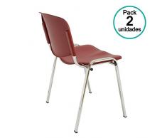 Centrosilla Silla confidente ISO clásica para Oficina apilable Polipropileno Negro para Salas Espera, Multiusos, confidente Patas Acero Cromado (Pack 2 Unidades)
