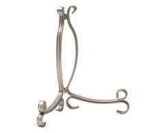 iDesign Atril plegable de cocina, caballete de metal de tamaño grande para platos decorativos, soporte para platos y libros ajustable, plateado mate