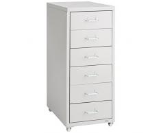 TecTake 800635 Cajonera con Ruedas de Metal, Contenedor, 6 Cajones para Almacenamiento, Ideal Oficina Despacho Trabajo, 41x28x69 cm (Gris Claro | No. 402488)
