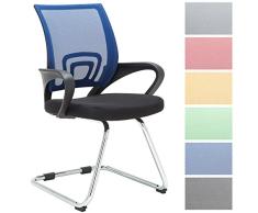 CLP Silla De Conferencia Eureka En Estilo Cantilever Eureka I Silla Confidente con Reposabrazos I Silla De Oficina Moderna & Sin Ruedas I Color: Negro/Azul