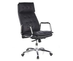 hjh OFFICE 600920 Sillón de Oficina Villa 20 Cuero Negro, Silla giratoria, Alto Respaldo con apoyacabezas, cómodo