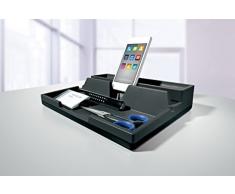 Durable 761358 varicolor - Organizador de escritorio, bandeja de almacenamiento de papelería con teléfono móvil/Soporte de mesa, color gris