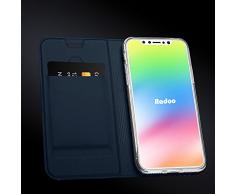 Funda iPhone X,Funda iPhone 10,Radoo® Slim Case de Estilo Billetera Carcasa Libro de Cuero,Carcasa PU Leather Con TPU Silicona Case Interna Suave [Función de Soporte] [Ranuras para Tarjetas y Billetera] [Cierre Magnético] para
