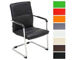 CLP Silla De Conferencia Seattle Tapizado En Simil Cuero I Silla De Espera Estilo Cantiléver I Silla De Oficina Sin Ruedas I Color: Negro