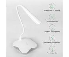 Homgrace Lámpara de Escritorio LED con Pinza Plegable Regulable, Lámparas de Mesa USB Recargable