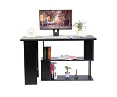 Escritorio esquinero para ordenador en forma de L, gran esquina para ordenador portátil, mesa de escritura para casa y oficina, color negro