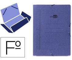 CARPETA LIDERPAPEL GOMAS FOLIO 3 SOLAPAS CARTON PINTADO AZUL (10 unid.)